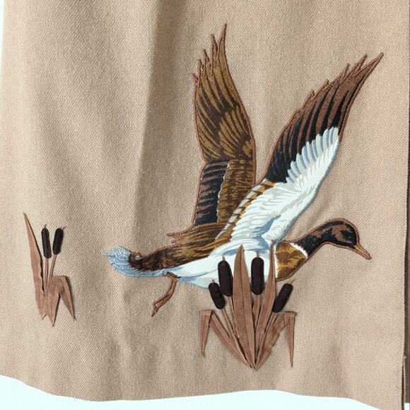 VTG Knee Length Skirt 6 Ducks Hunting Birds Mallard Brown Midi Princess Diana - Picture 3 of 11